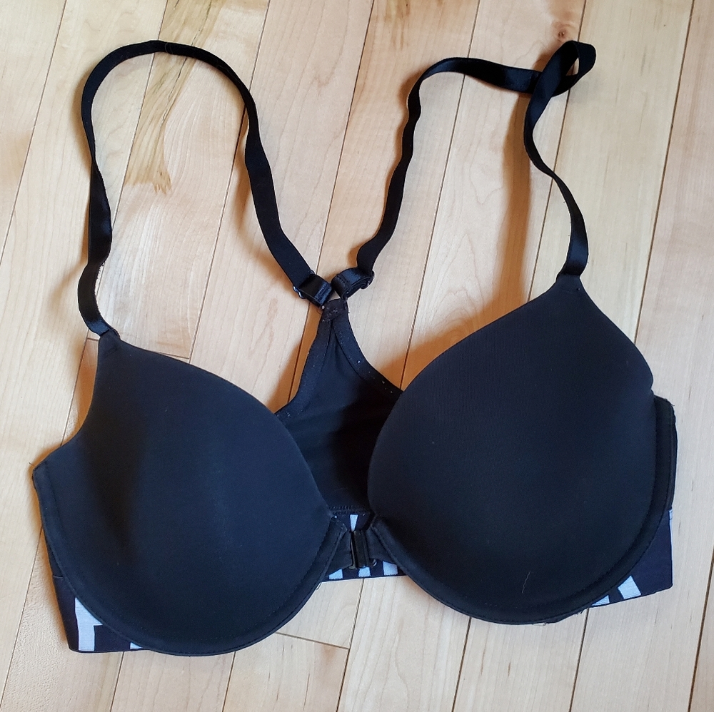 PINK Victoria Secret Black & Pink Bra SZ 32DD